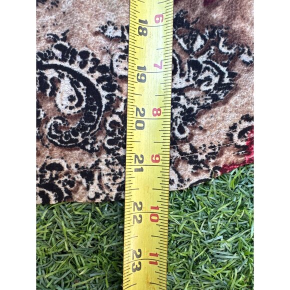 Karen Kane Womens S Velvet & Paisley Long Sleeve Top In Red & Beige - Picture 6 of 8